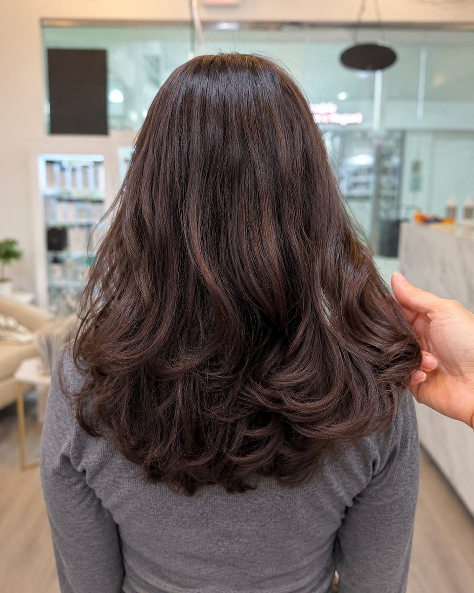 Digital perm with soft layered waves